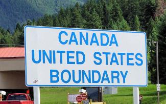 US Canada Border Sign