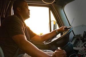 Driver waiting in truck