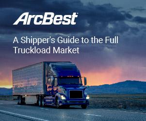truck driving at sunset with text reading "A shipper's guide to the full truckload market"