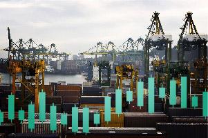 Ocean port with containers