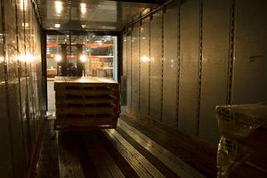 LTL shipment inside trailer at a dock