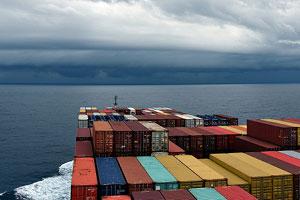 container vessel sailing on the ocean
