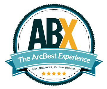 ArcBest experience logo badge reading: ABX, The ArcBest Experience, Easy, Personable, Solution-Oriented