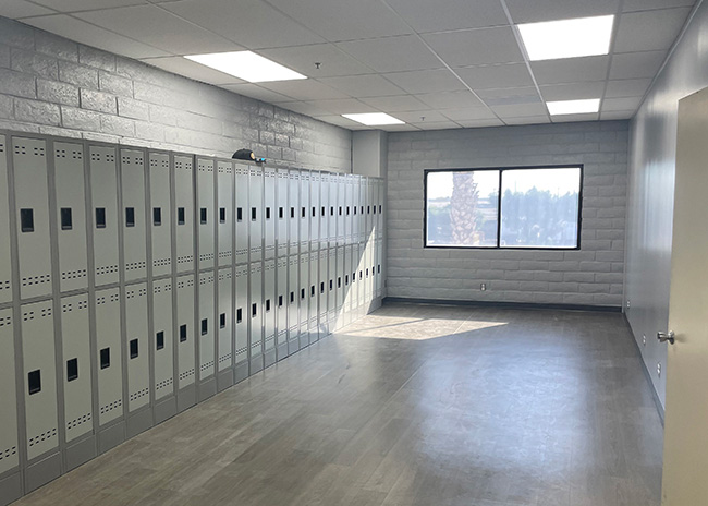 locker room at ABF Long Beach, CA service center