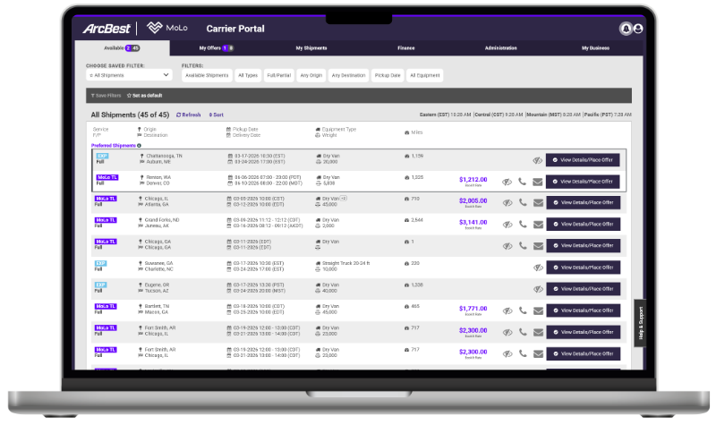 Carrier Portal opened on a laptop