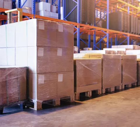 Pallets in a warehouse ready for an LTL shipment.