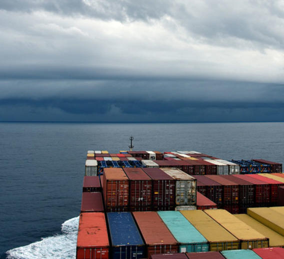 container vessel sailing on the ocean