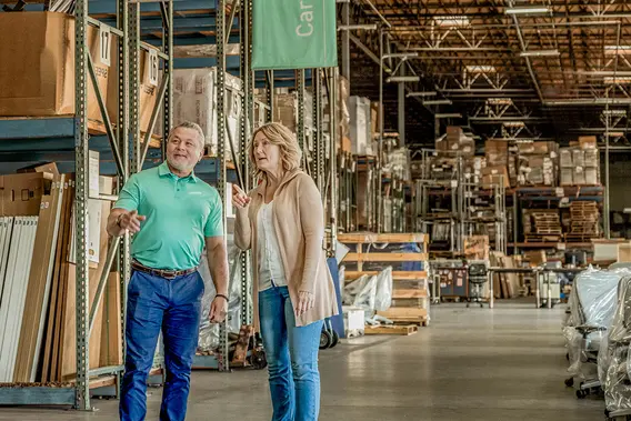 Customer and ArcBest Rep in a Warehouse