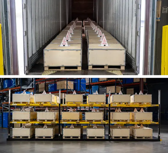 Split image showing how servers can be stacked with the Vaux MP