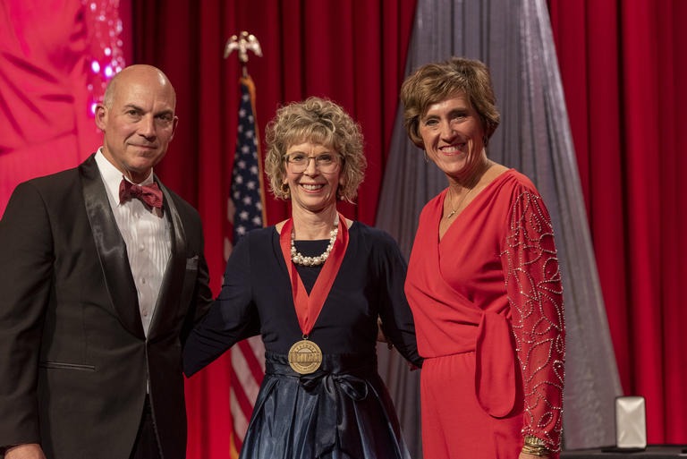 Matt Waller, Judy R. McReynolds and Cathy Gates at Arkansas Business Hall of Fame ceremony