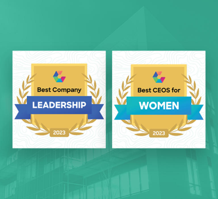 2023 Comparably logos for Best Leadership Teams and Best CEOs for Women