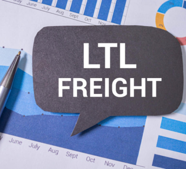 A chart and pen with a speech bubble reading, "LTL Freight."