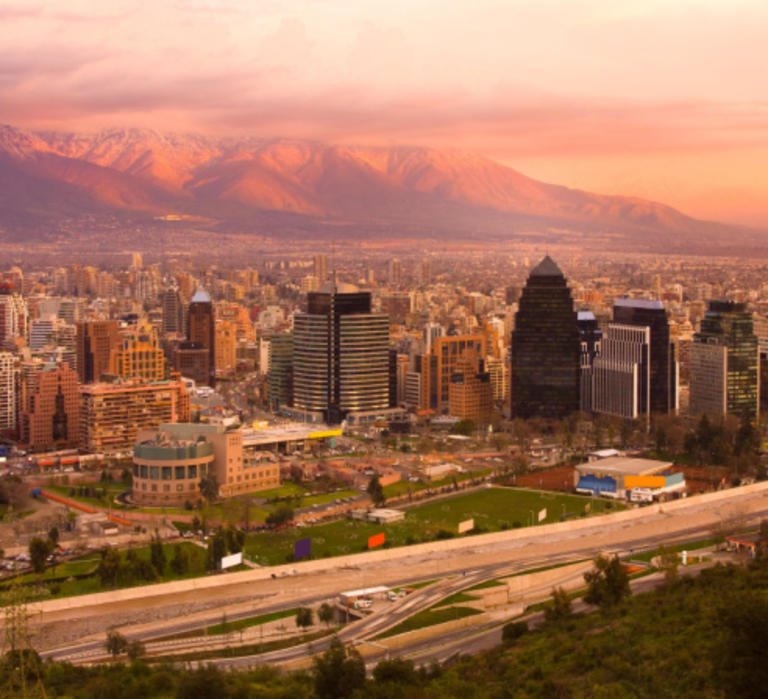 Skyline at dusk in Chile.