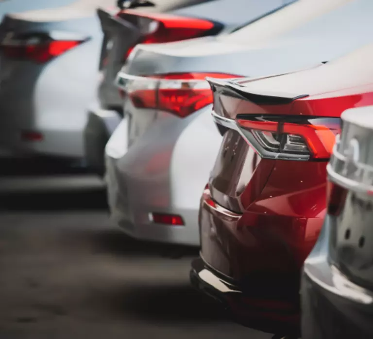 Vehicles parked in a row