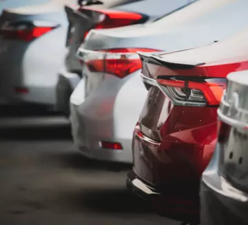 Vehicles parked in a row