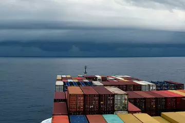 container vessel sailing on the ocean