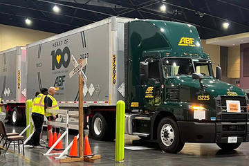 ABF Freight twin trailers at state truck driving championship