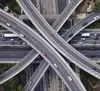 Overhead view of intersecting roads.